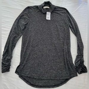 Weekend Suzanne Betro Heather Gray Ruched Turtleneck Hi-Lo Swing Tunic XL